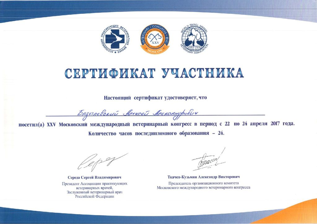 sertifikat-bazylevskogo-a-a-15-moskovskij-mezhdunarodnyj-veterinarnyj-kongress-2017-1024x724 Базылевский Алексей Александрович