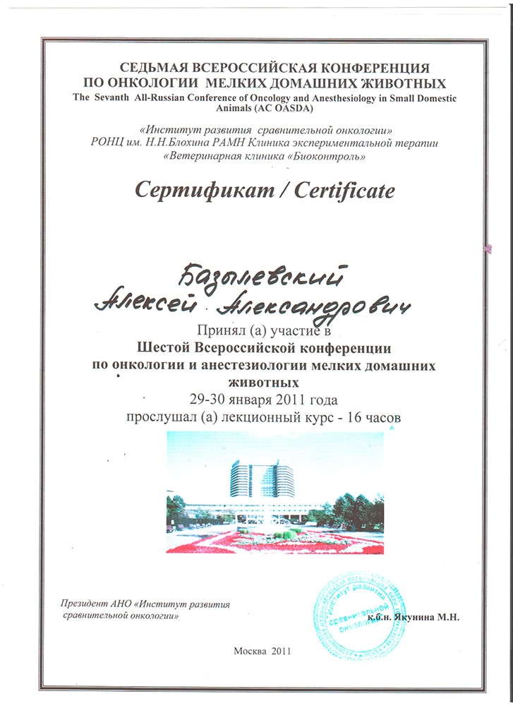 sertifikat-bazylevskogo-a-a-6-vserossijskaya-konferenciya-po-onkologii-i-anesteziologii-2011 Базылевский Алексей Александрович